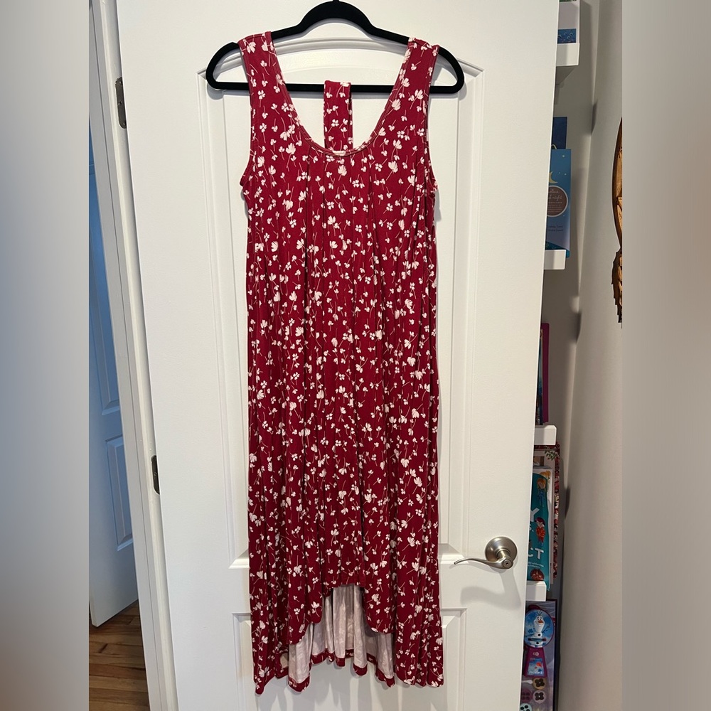 Latched Mama Standard Carmine Floral Pleated Dress